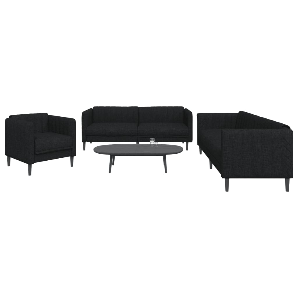 Ensemble de canapés 3 pcs noir tissu - XIOS