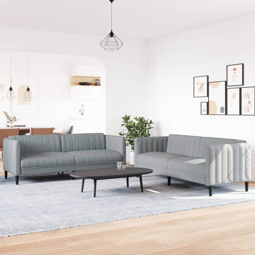 Ensemble de canapés 2 pcs gris clair tissu