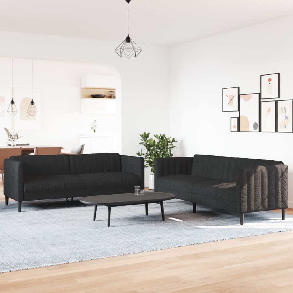 Ensemble de canapés 2 pcs noir tissu - XIOS