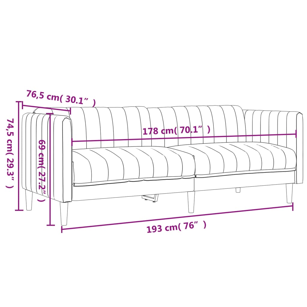Ensemble de canapés 2 pcs noir tissu - XIOS