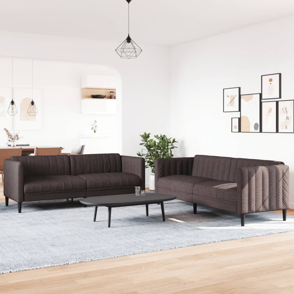 Ensemble de canapés 2 pcs marron foncé tissu
