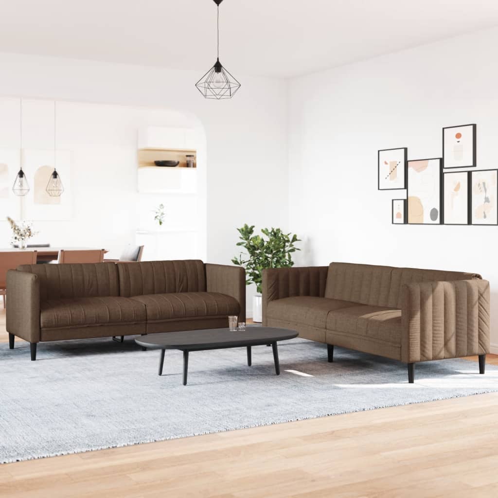 Ensemble de canapés 2 pcs marron tissu