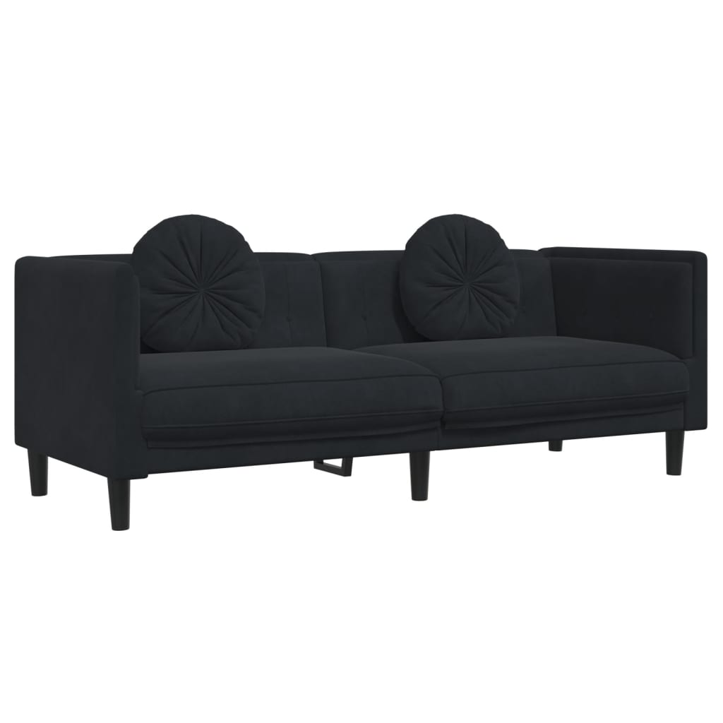 Ensemble de canapés 3 pcs avec coussins noir velours - XIOS