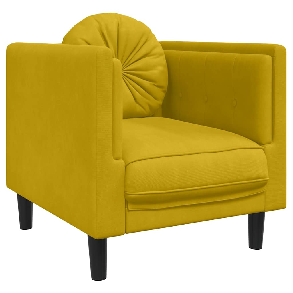 Ensemble de canapés 3 pcs avec coussins jaune velours