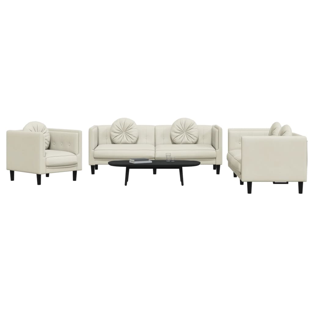 Ensemble de canapés 3 pcs avec coussins crème velours - XIOS