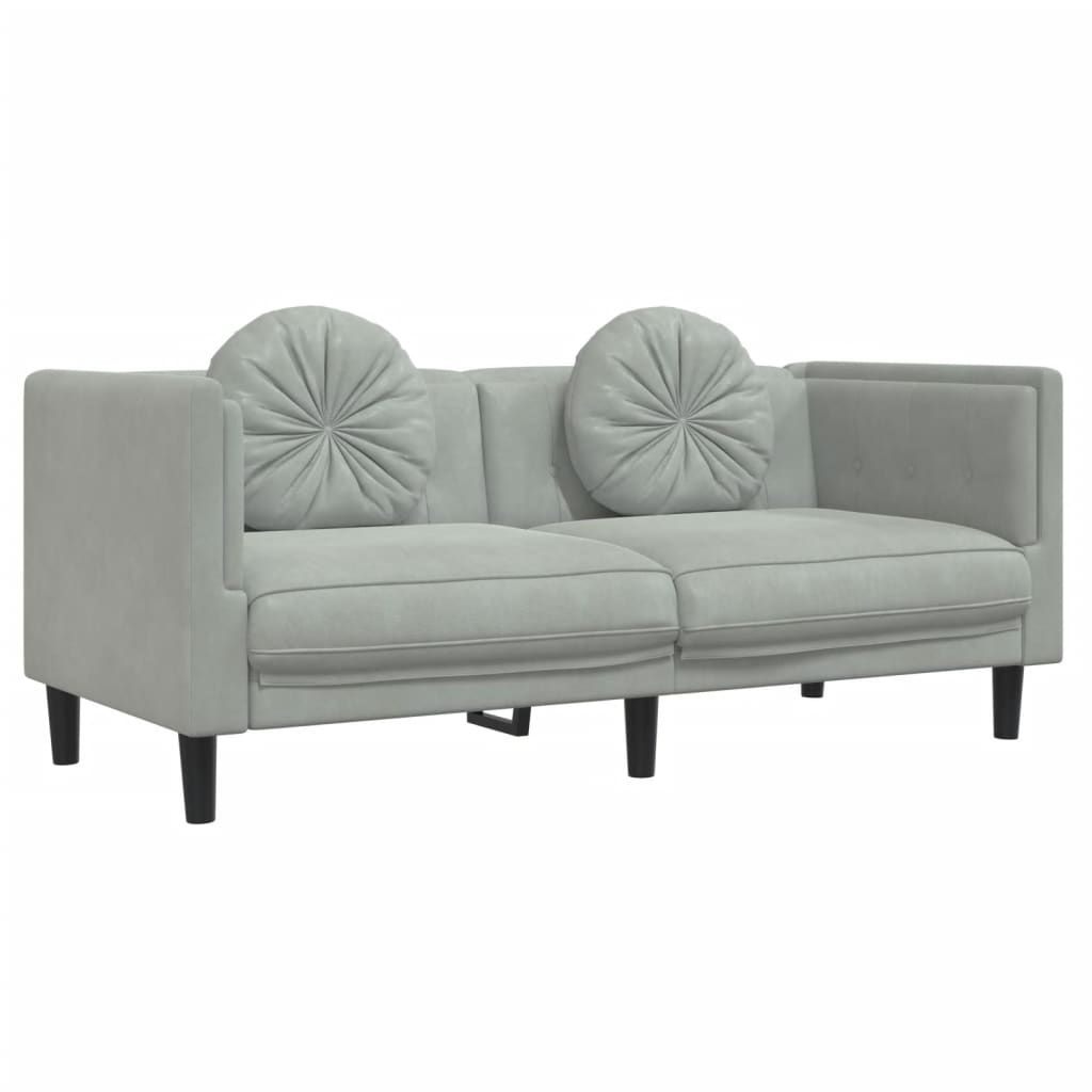 Ensemble de canapés 2 pcs avec coussins gris clair velours - XIOS