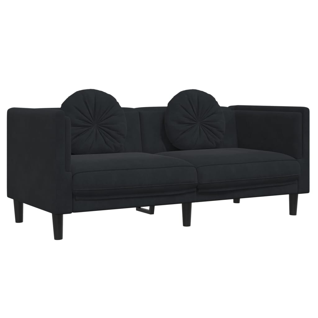 Ensemble de canapés 2 pcs avec coussins noir velours - XIOS