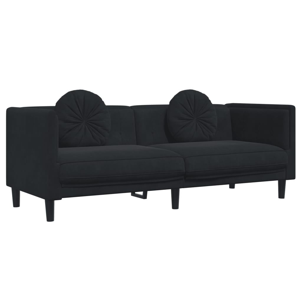 Ensemble de canapés 2 pcs avec coussins noir velours - XIOS