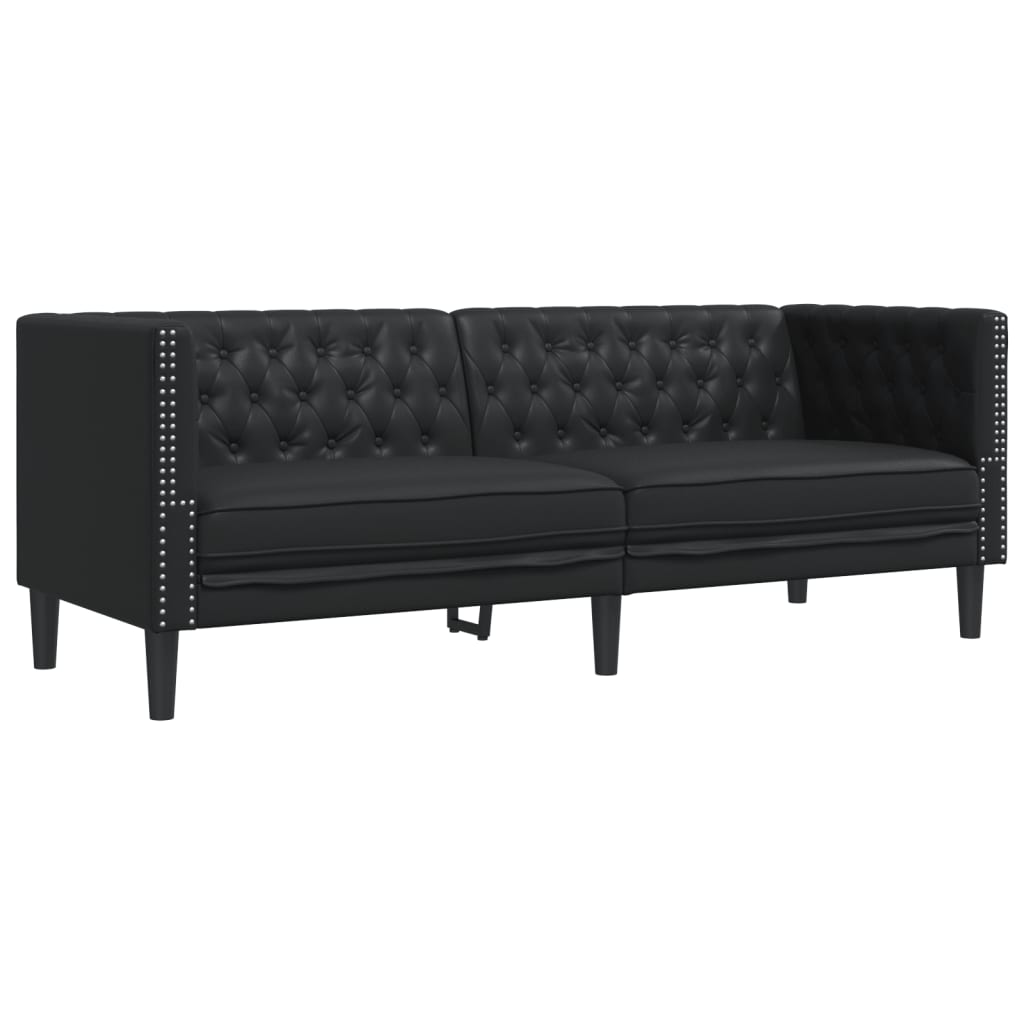 Ensemble de canapé Chesterfield 3 pcs noir similicuir - XIOS