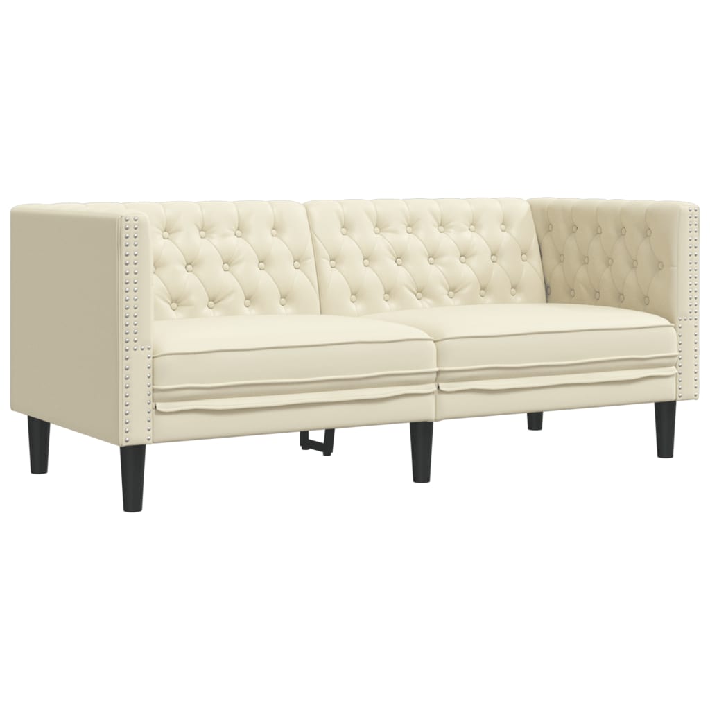 Ensemble de canapé Chesterfield 3 pcs crème similicuir