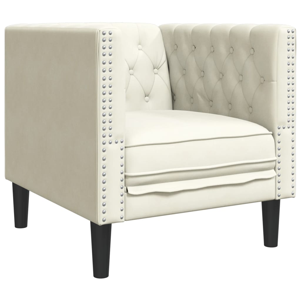 Ensemble de canapé Chesterfield 3 pcs crème similicuir
