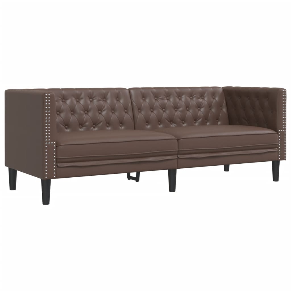 Ensemble de canapé Chesterfield 3 pcs marron similicuir - XIOS