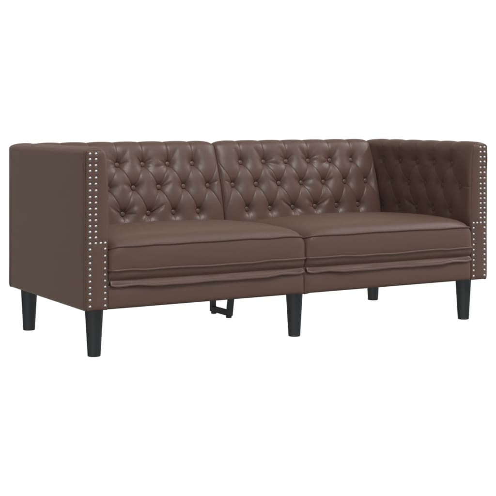Ensemble de canapé Chesterfield 3 pcs marron similicuir - XIOS