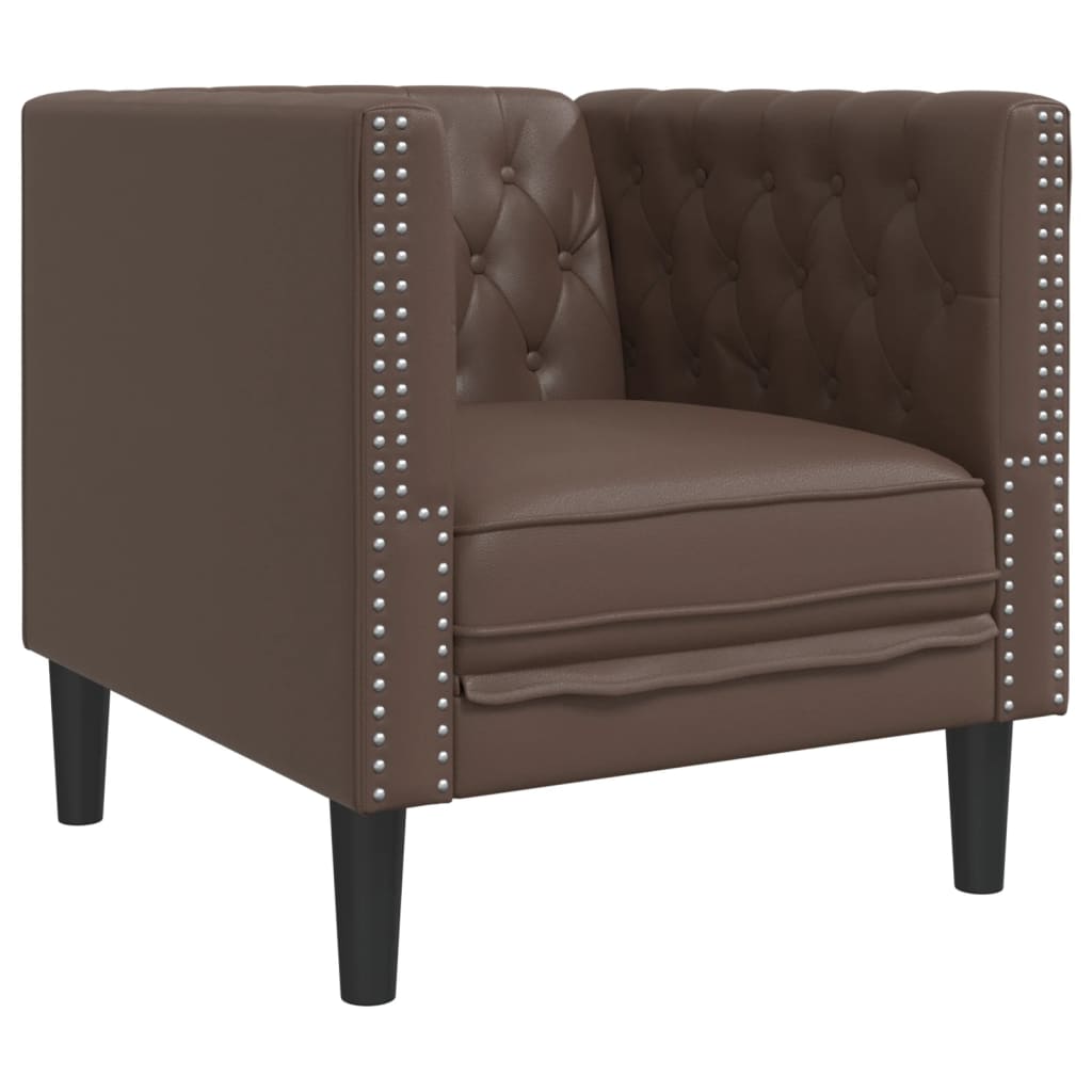 Ensemble de canapé Chesterfield 3 pcs marron similicuir - XIOS