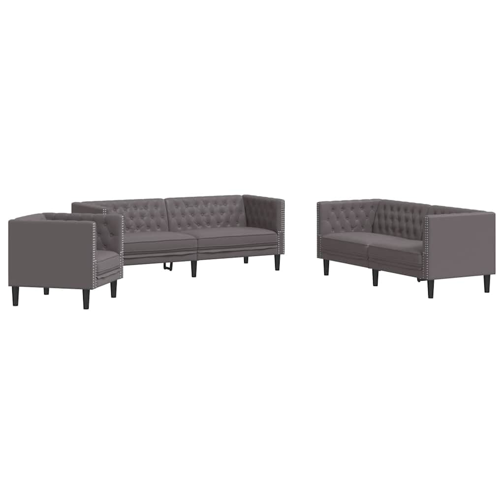 Ensemble de canapé Chesterfield 3 pcs gris similicuir - XIOS