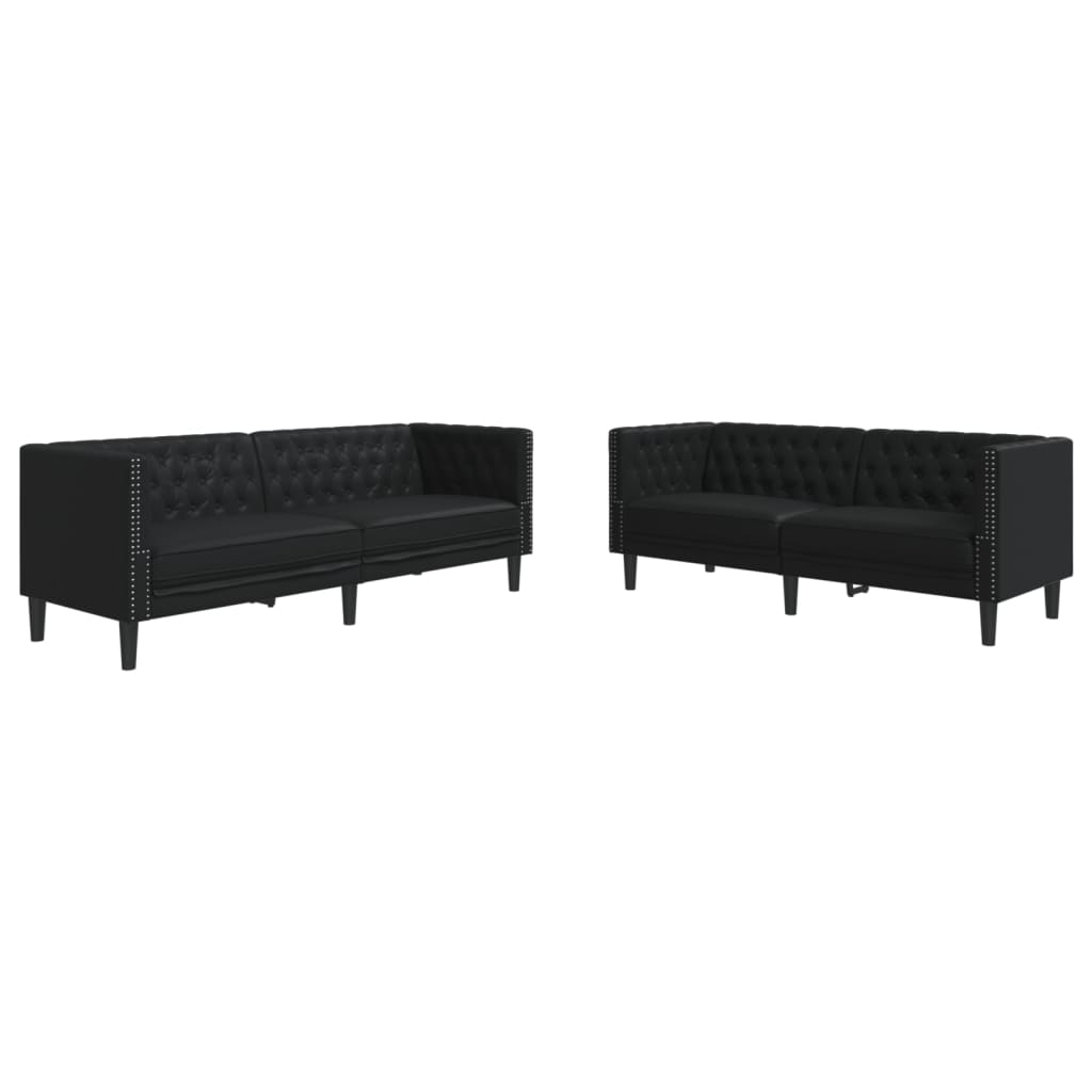 Ensemble de canapé Chesterfield 2 pcs noir similicuir - XIOS