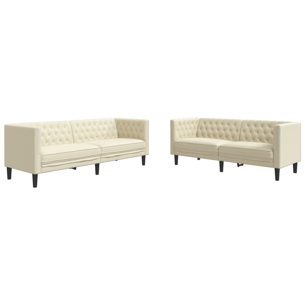 Ensemble de canapé Chesterfield 2 pcs crème similicuir - XIOS