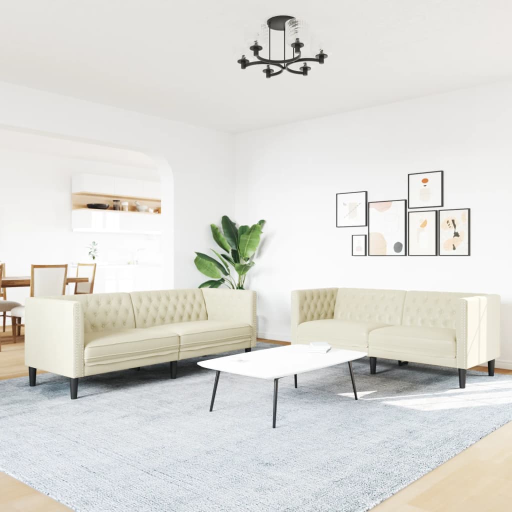 Ensemble de canapé Chesterfield 2 pcs crème similicuir - XIOS