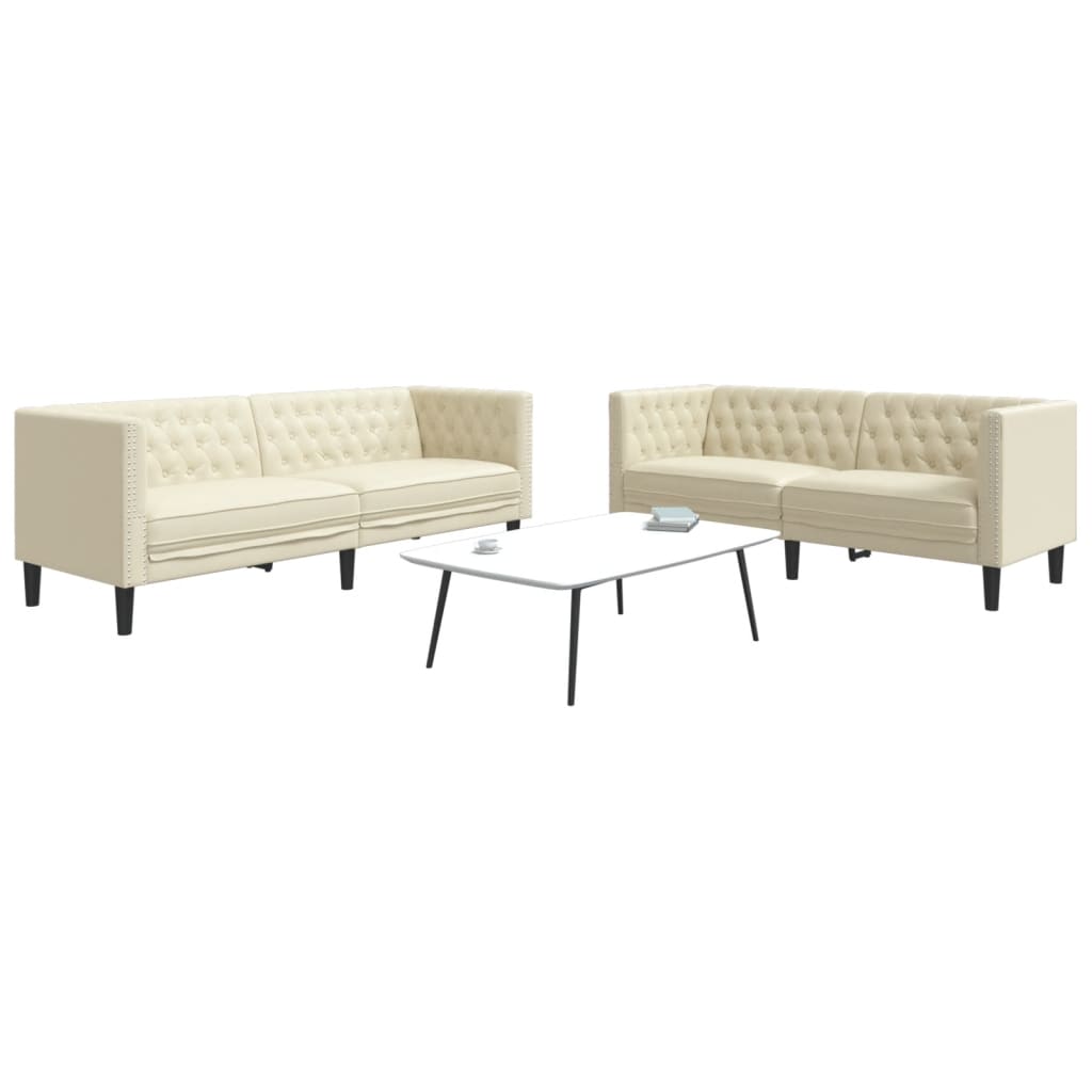 Ensemble de canapé Chesterfield 2 pcs crème similicuir - XIOS