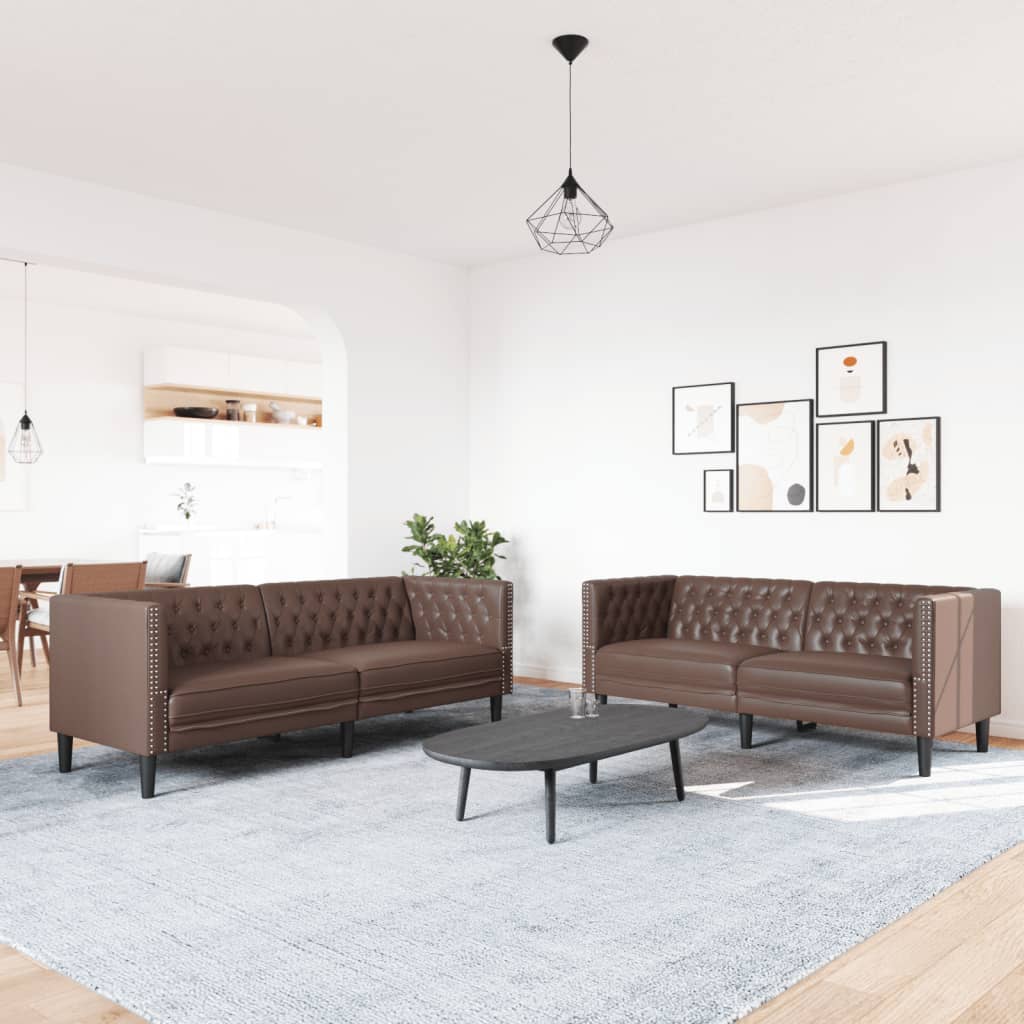 Ensemble de canapé Chesterfield 2 pcs marron similicuir - XIOS