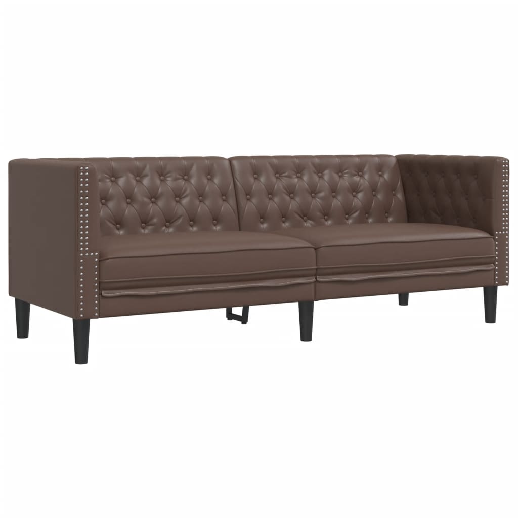 Ensemble de canapé Chesterfield 2 pcs marron similicuir - XIOS