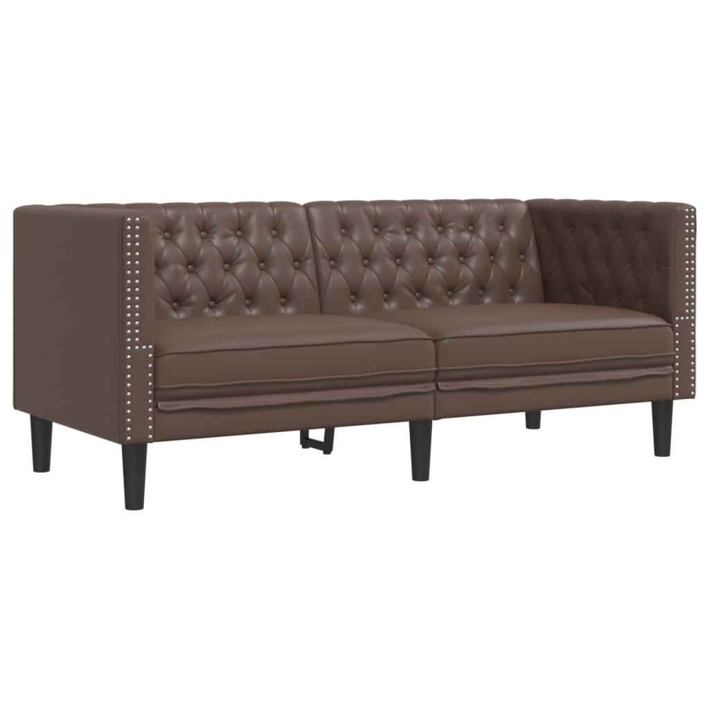 Ensemble de canapé Chesterfield 2 pcs marron similicuir - XIOS