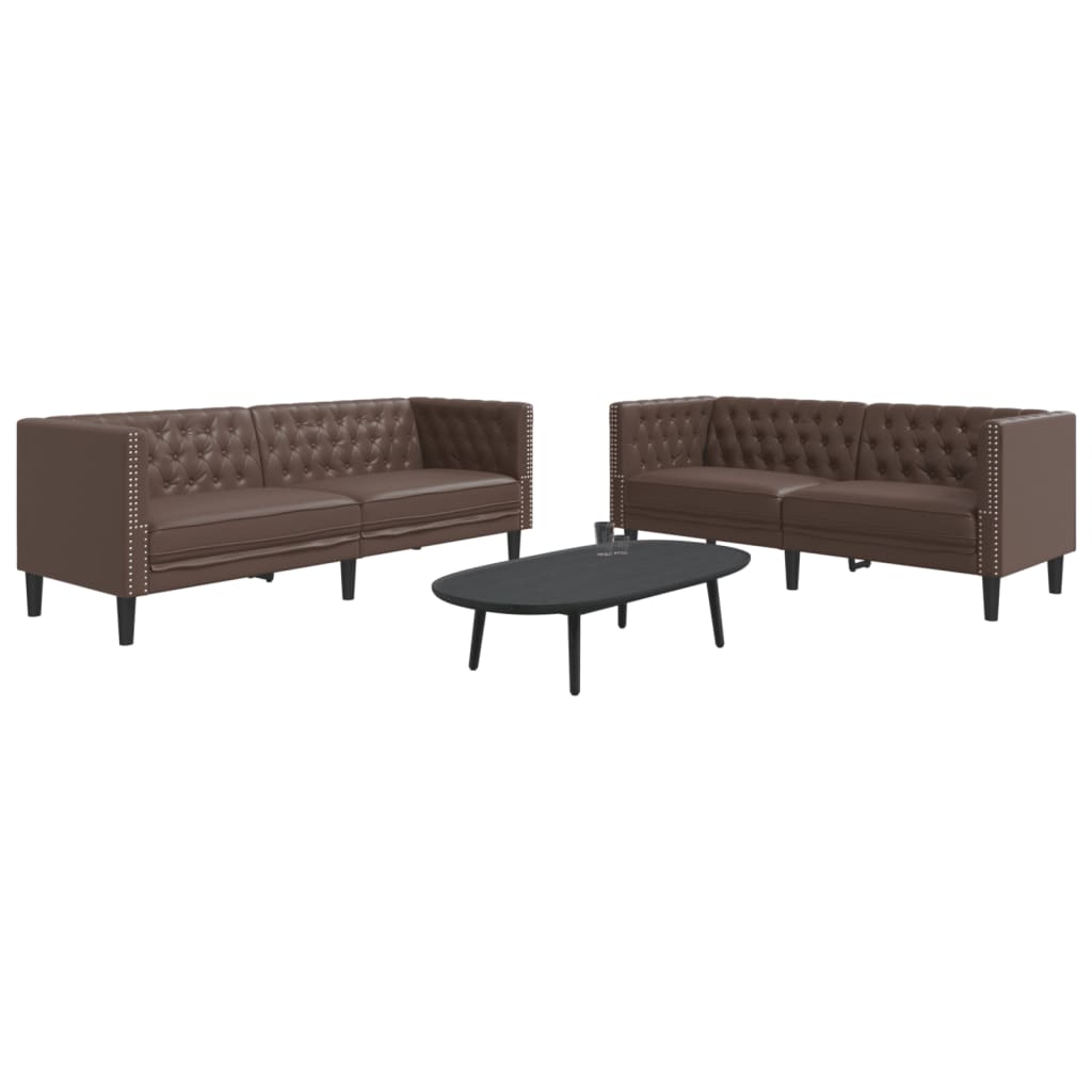 Ensemble de canapé Chesterfield 2 pcs marron similicuir - XIOS