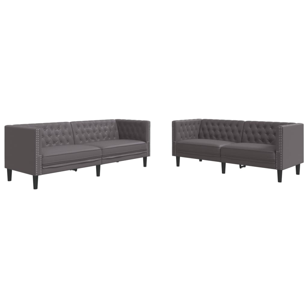 Ensemble de canapé Chesterfield 2 pcs gris similicuir - XIOS