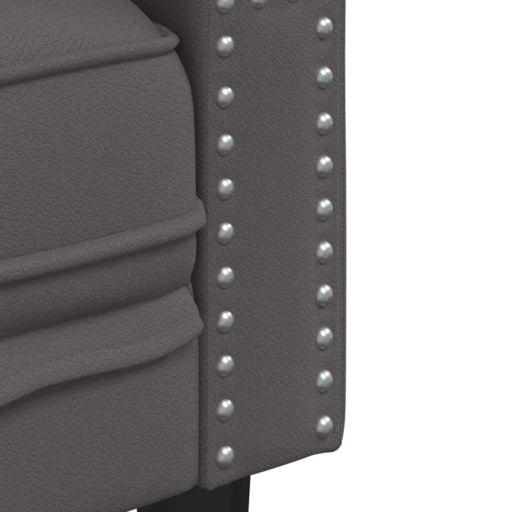 Ensemble de canapé Chesterfield 2 pcs gris similicuir