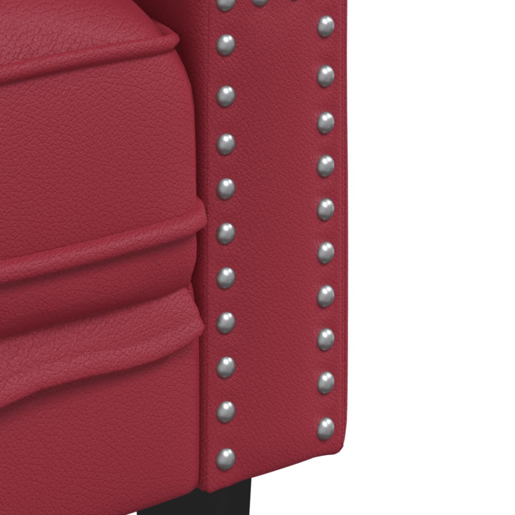 Ensemble de canapés Chesterfield 2pcs rouge bordeaux similicuir