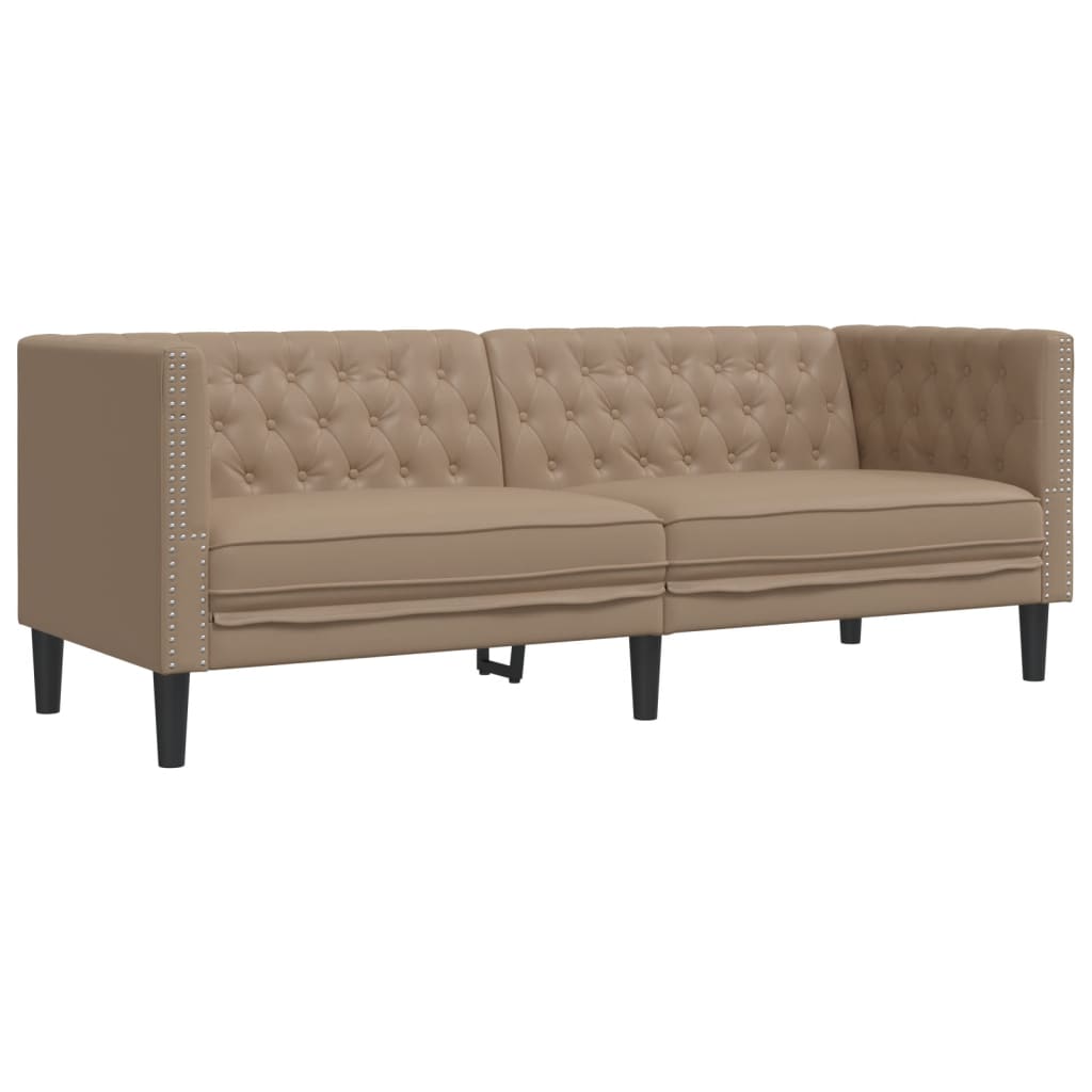 Ensemble de canapé Chesterfield 2 pcs cappuccino similicuir