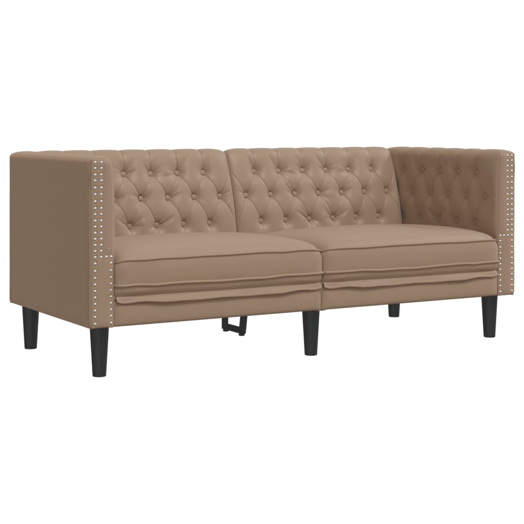 Ensemble de canapé Chesterfield 2 pcs cappuccino similicuir