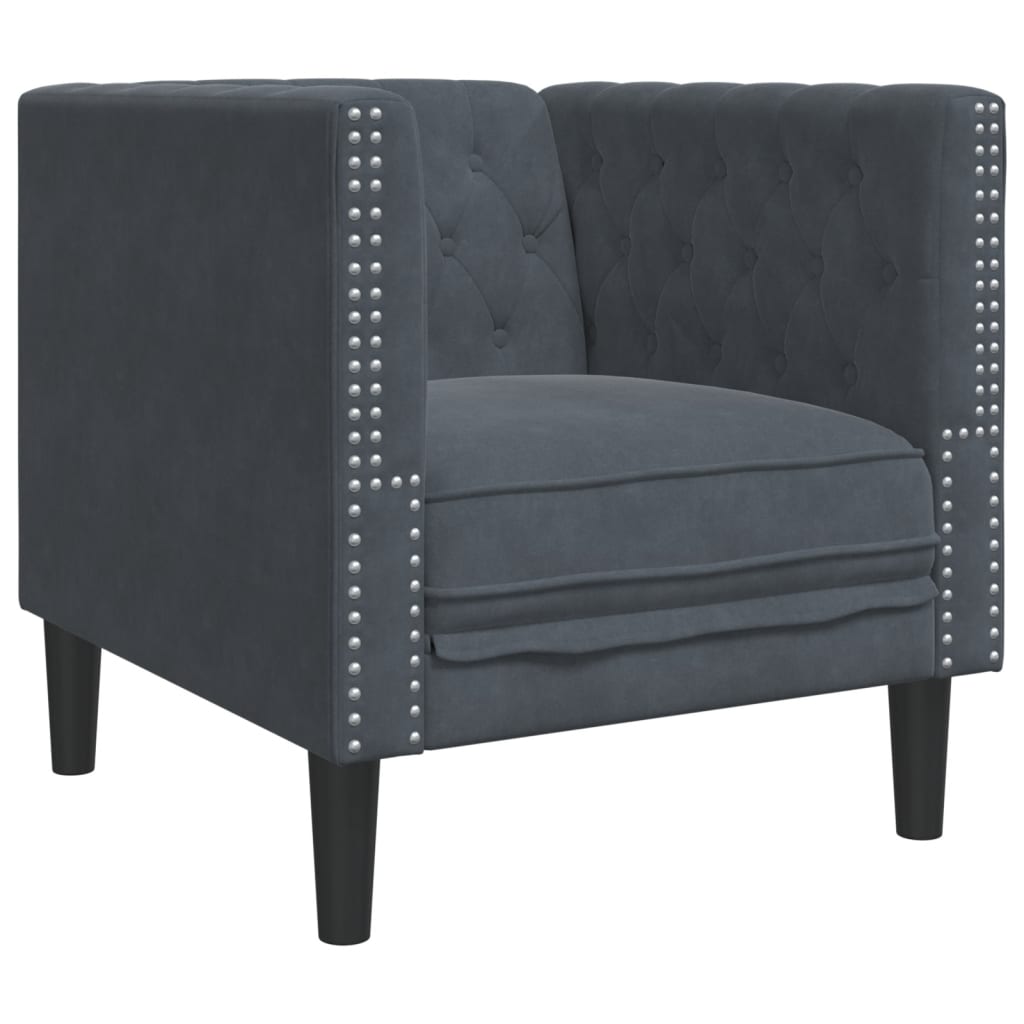 Ensemble de canapé Chesterfield et traversins 3 pcs gris foncé