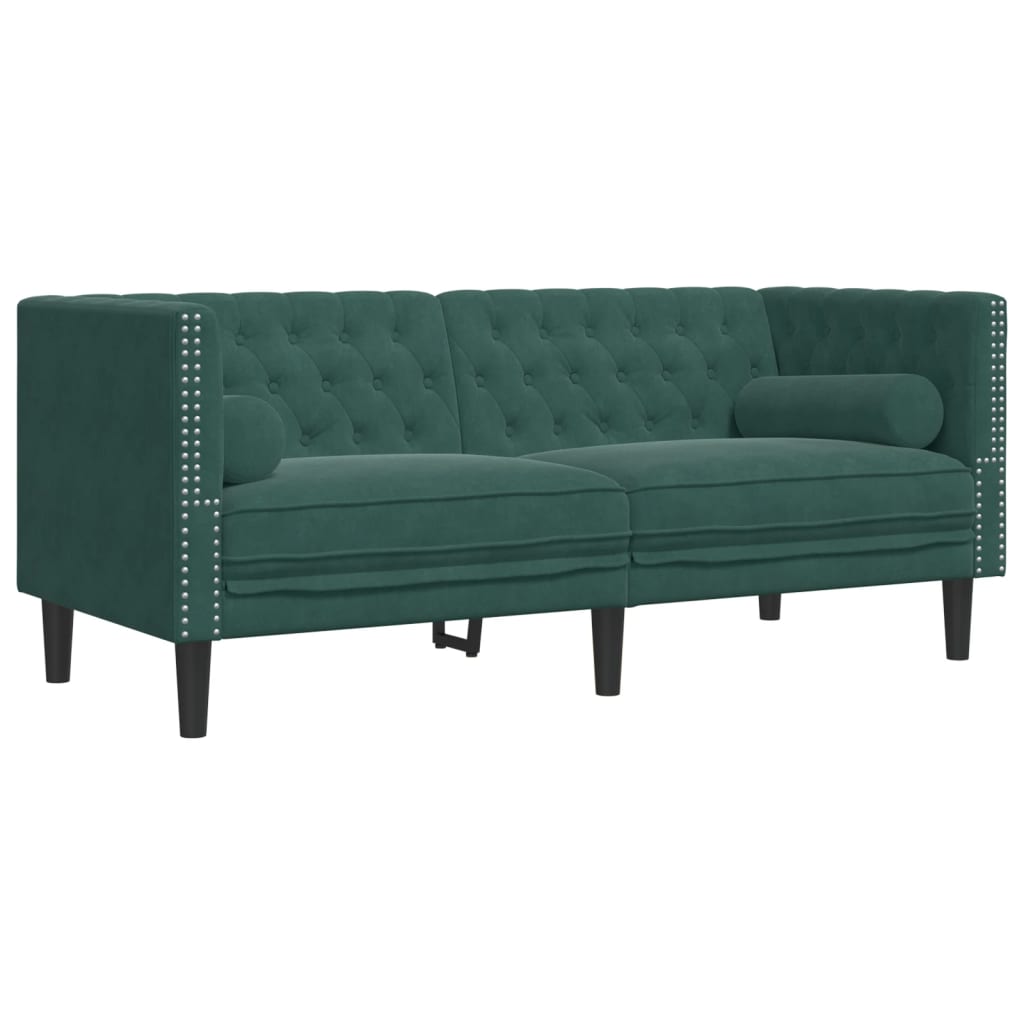 Ensemble de canapé Chesterfield et traversins 3 pcs vert foncé - XIOS