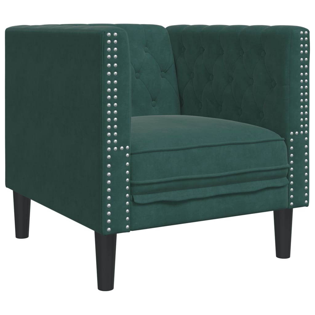 Ensemble de canapé Chesterfield et traversins 3 pcs vert foncé - XIOS