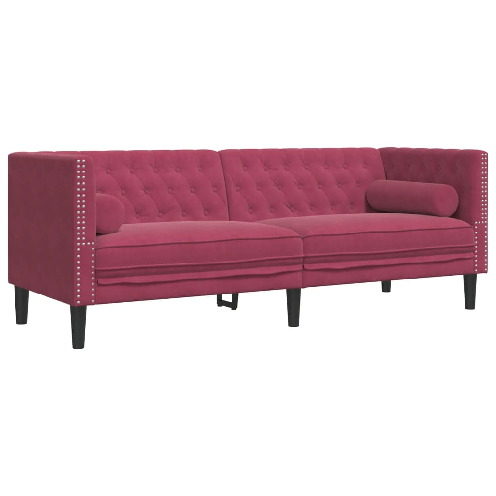 Ensemble de canapé Chesterfield et traversins 3 pcs velours