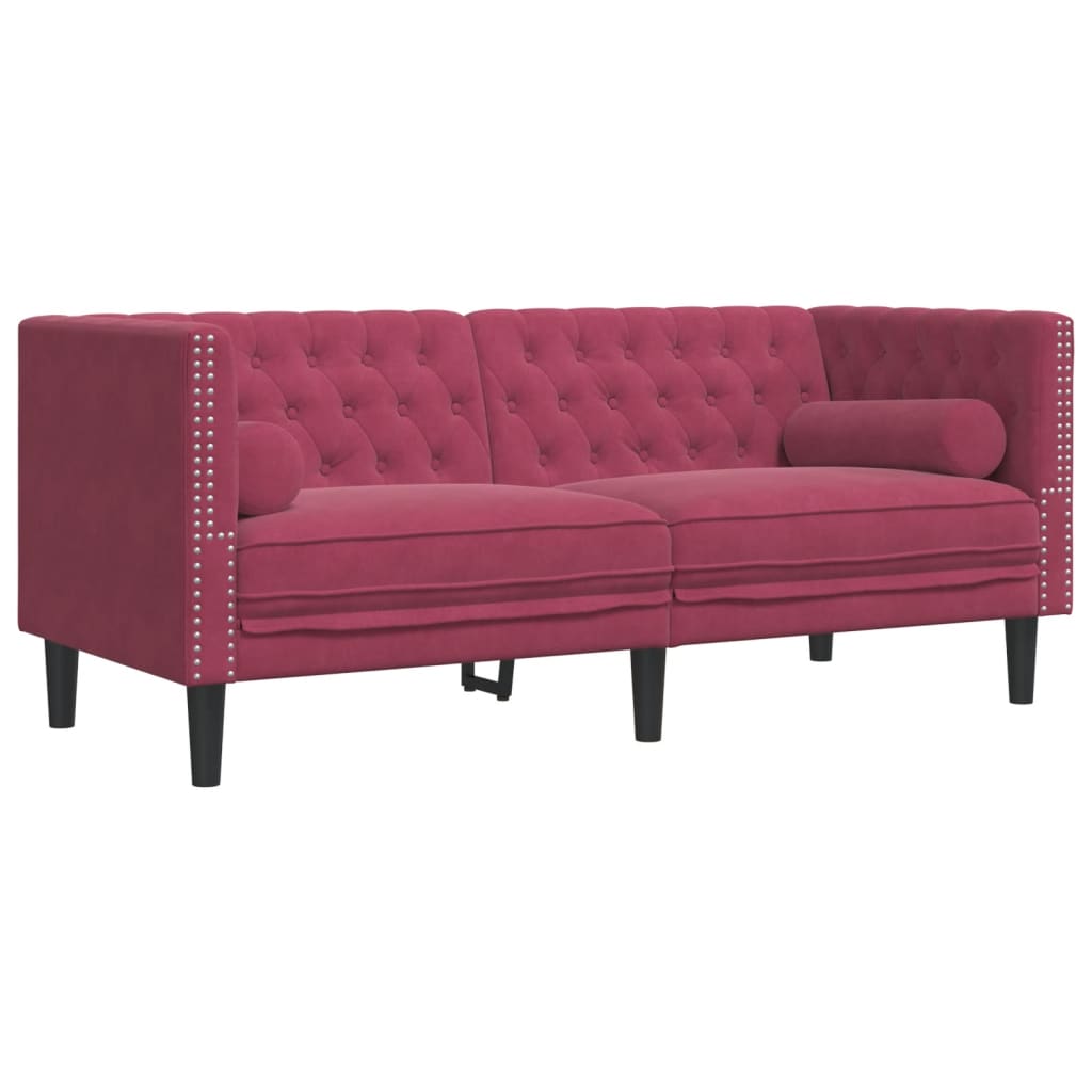 Ensemble de canapé Chesterfield et traversins 3 pcs velours