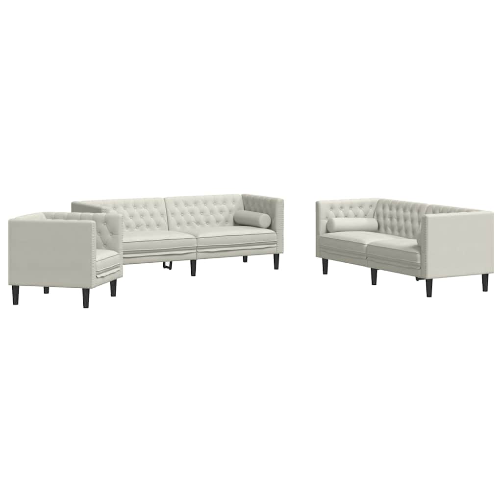 Ensemble de canapé Chesterfield et traversins 3pcs velours