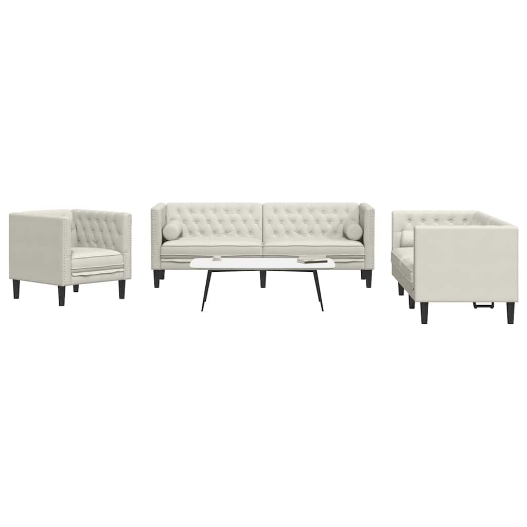 Ensemble de canapé Chesterfield et traversins 3pcs velours