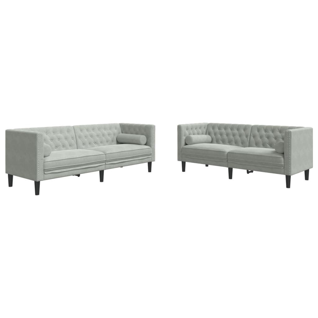 Ensemble de canapé Chesterfield et traversins 2 pcs gris clair - XIOS
