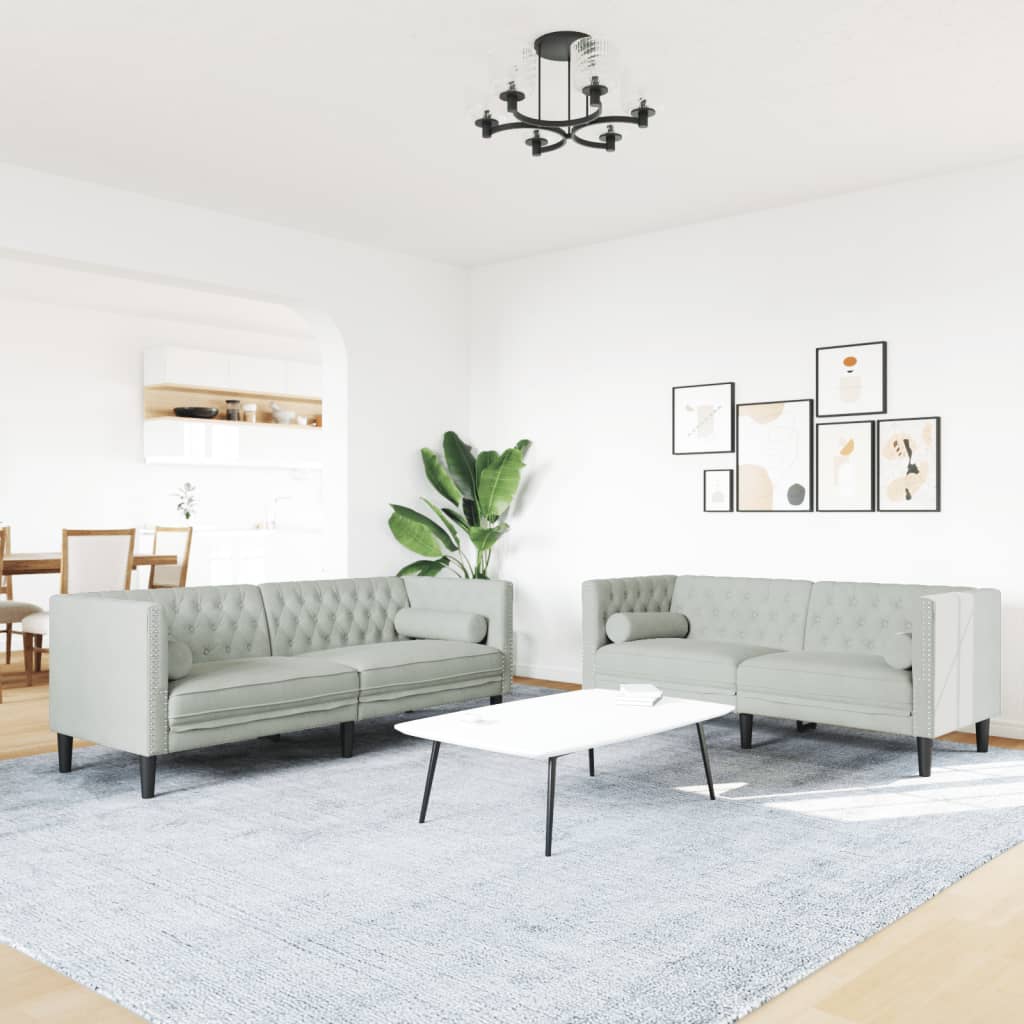 Ensemble de canapé Chesterfield et traversins 2 pcs gris clair - XIOS