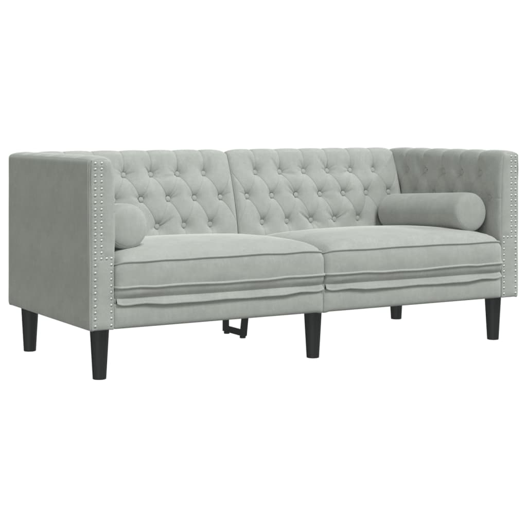 Ensemble de canapé Chesterfield et traversins 2 pcs gris clair - XIOS