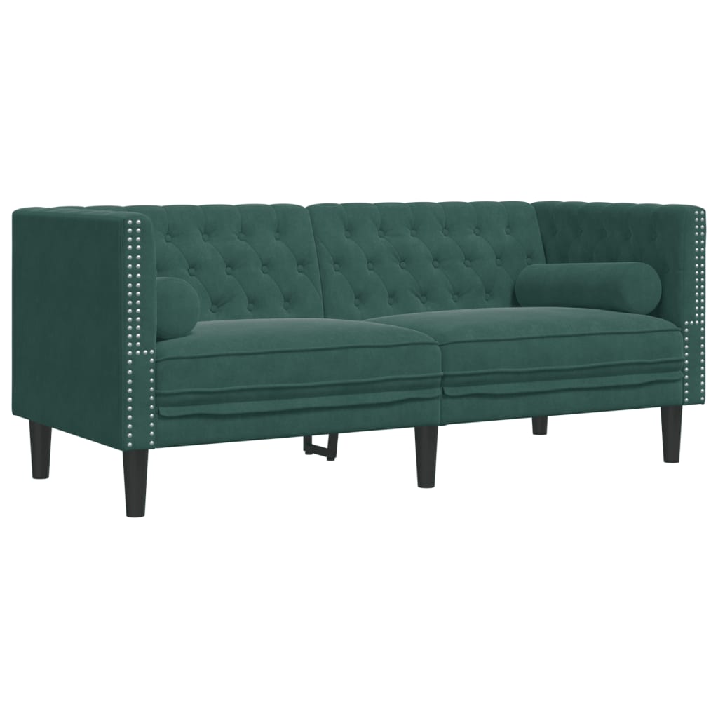 Ensemble de canapé Chesterfield et traversins 2 pcs vert foncé - XIOS
