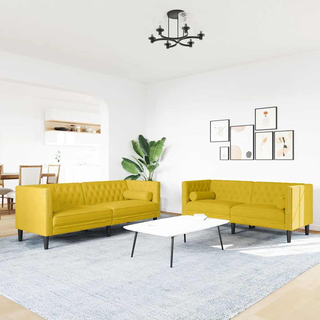 Ensemble de canapé Chesterfield et traversins 2 pcs velours - XIOS