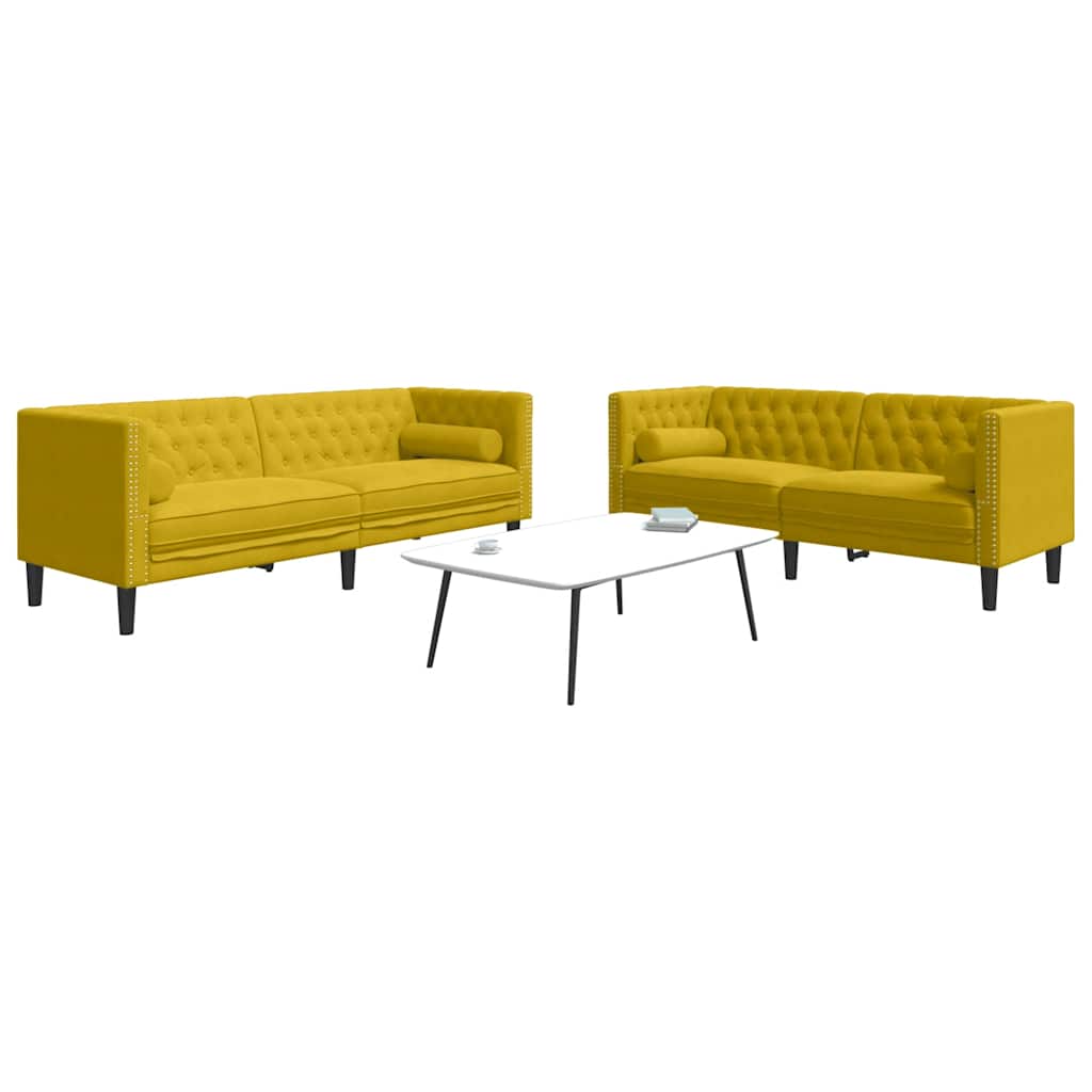 Ensemble de canapé Chesterfield et traversins 2 pcs velours - XIOS