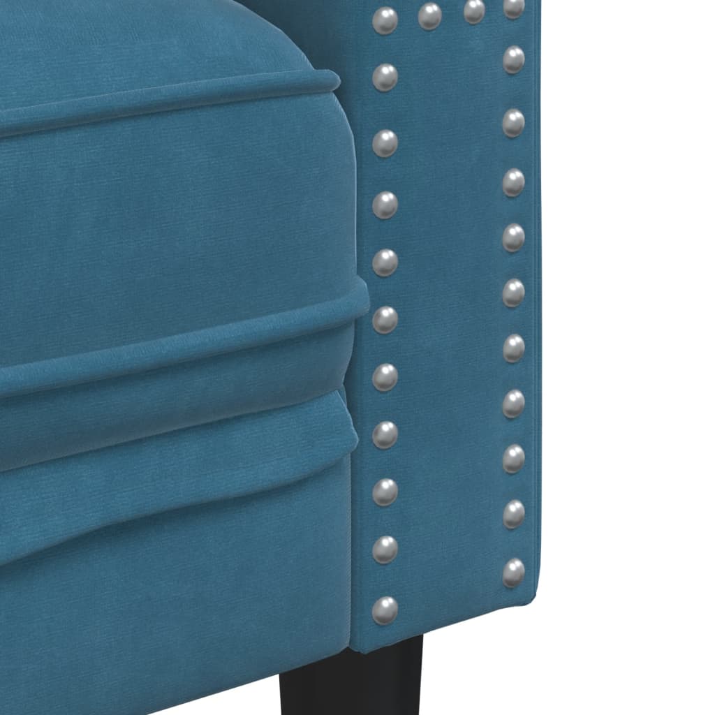 Ensemble de canapé Chesterfield et traversins 2pcs bleu velours - XIOS