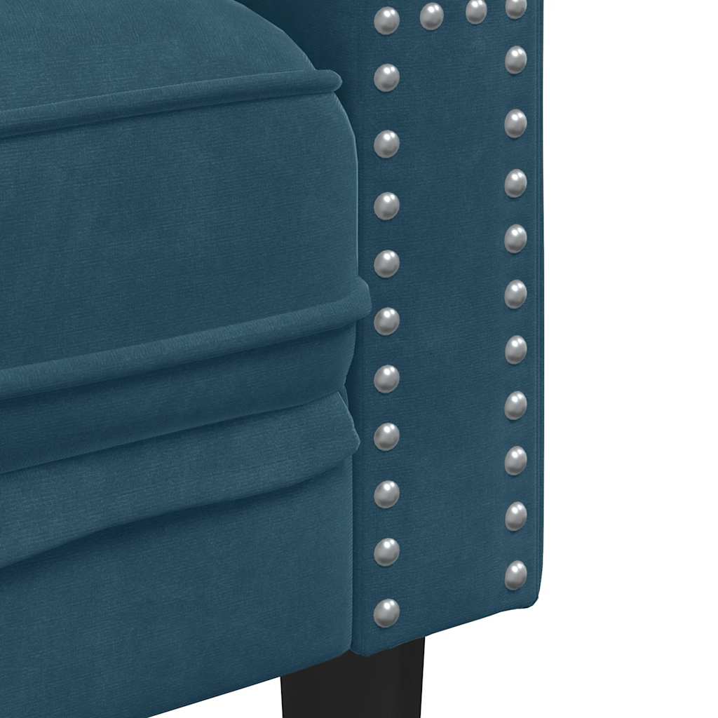 Ensemble de canapé Chesterfield et traversins 2pcs bleu velours