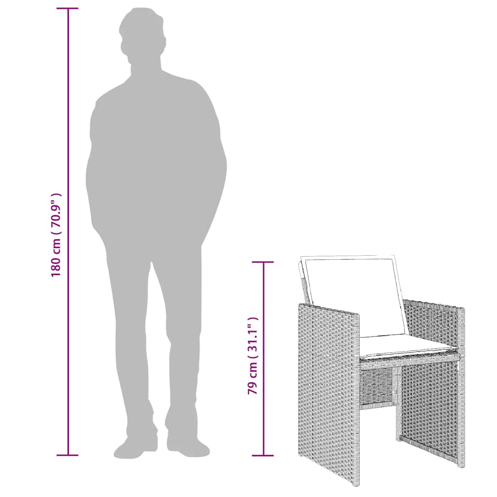 Ensemble à manger de jardin et coussins 5 pcs gris clair rotin