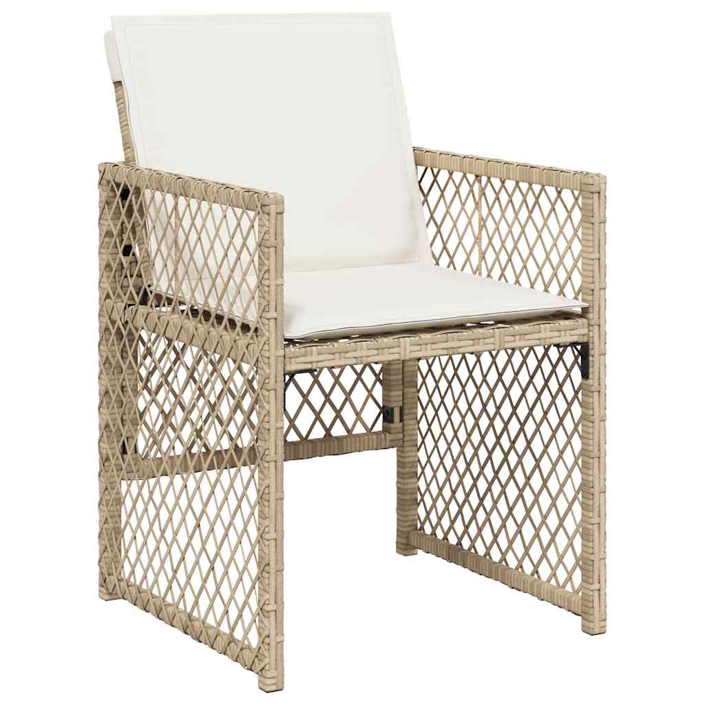Ensemble à manger de jardin avec coussins 5pcs Beige poly rotin