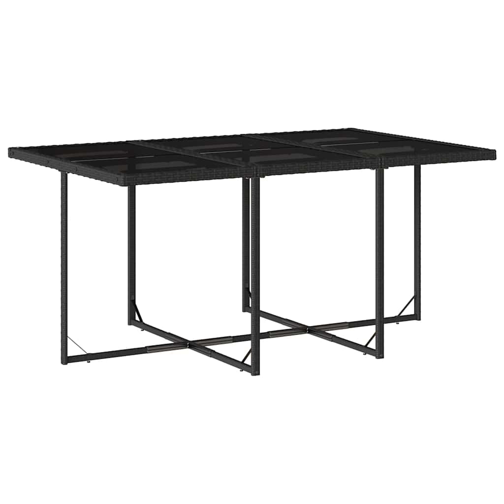 Ensemble à manger de jardin coussins 7 pcs noir résine tressée